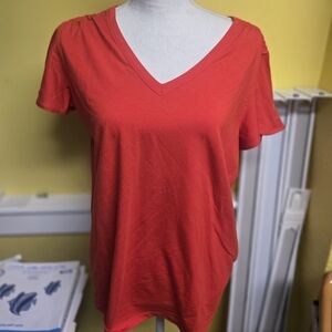 Chico's Vibrant Red V-Neck Women's Top